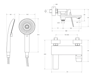 Смеситель для ванны и душа Cezares Relax COMFORT-VD-01 хром